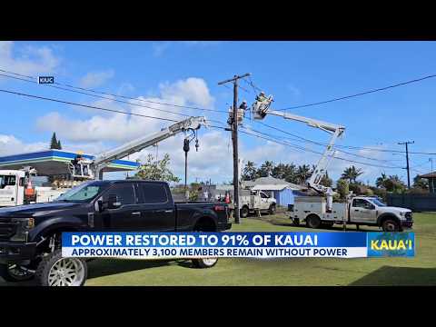 Power restored to 91% of Kauai following Hurricane Lowell