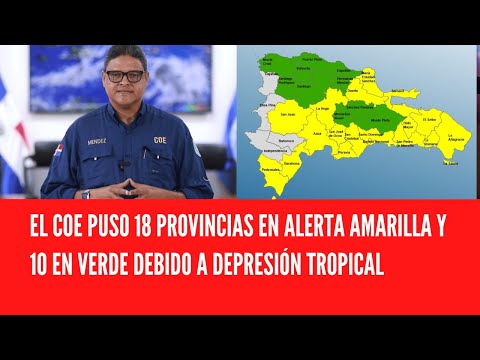 EL COE PUSO 18 PROVINCIAS EN ALERTA AMARILLA Y 10 EN VERDE DEBIDO A DEPRESIÓN TROPICAL