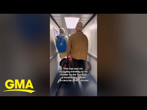 Man steps in to help mom traveling with toddler for 1st time