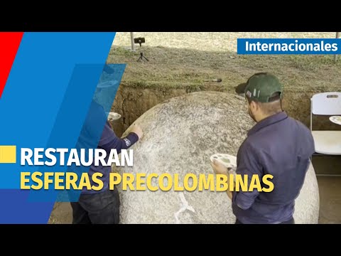Especialistas de México y Costa Rica trabajan en la restauración de dos esferas precolombinas