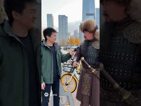 成吉思汗管理共享单车#成吉思汗#AI#搞笑#反差#采访