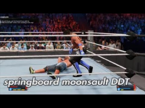 How to perform Aj styles Slingboard  moonsault DDT l WWE 2K23  gameplay l john cena showcase