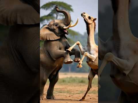 Elephant Camel fighting #shortsfeed #elephant #elephantattack #camel