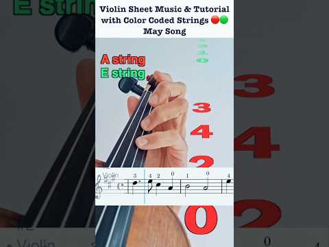 May Song 🎻 Violin Tutorial With Color Coded Strings & Sheet Music 🔴🟢
