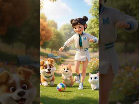 Zoey Plays Ball in the Park with Her Pets #demonhunters #zoey #cats #dogs #dog