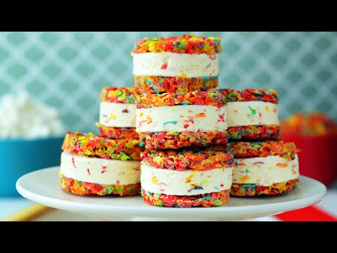 Rainbow Ice Cream Sandwich // Presented By BuzzFeed & Pebbles Cereal
