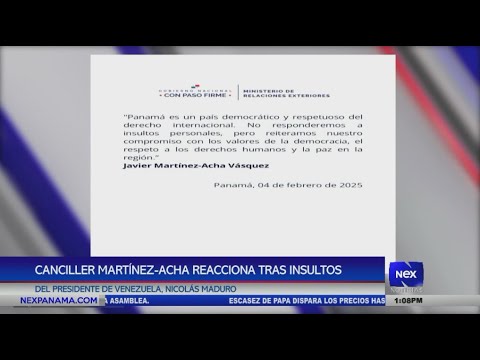 Canciller Marti?nez Acha reacciona tras insultos del presidente de Venezuela, Nicolas Maduro