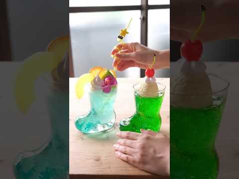 ブーツグラスの可愛さは特別です🥰どちらが飲みたいですか？ #食品サンプル #飲めません #ブーツグラス