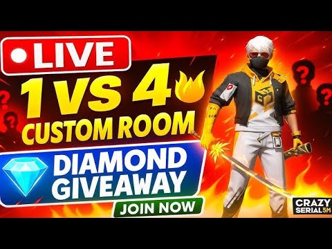 🔥 1vs4 Custom Room LIVE | Diamond Giveaway 💎 | #shorts #freefire #customroom #giveaway #software
