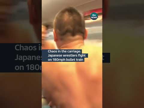 Chaos in the carriage: Japanese wrestlers fight on 180mph bullet train #japan #wrestling #train