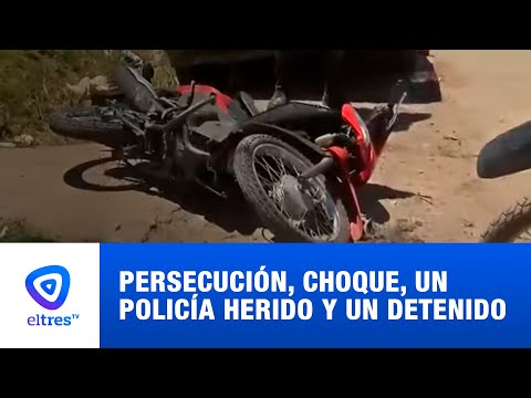 Persecución, choque, un policía herido y un detenido