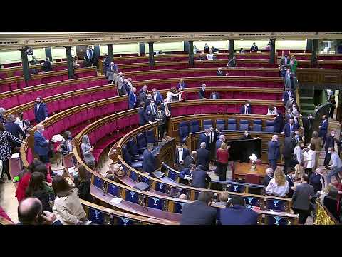 El presidente de Ucrania, Volodimir Zelenski, se dirige a los diputados y senadores españoles