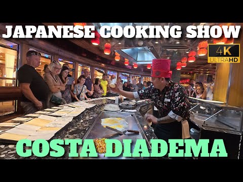 FUNNY JAPANESE COOKING SHOW - TEPPANYAKI RESTAURANT - COSTA DIADEMA - 4K - 2025