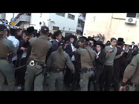 Ultra-Orthodox men scuffle with police in Jerusalem over potential new law to end military exemption