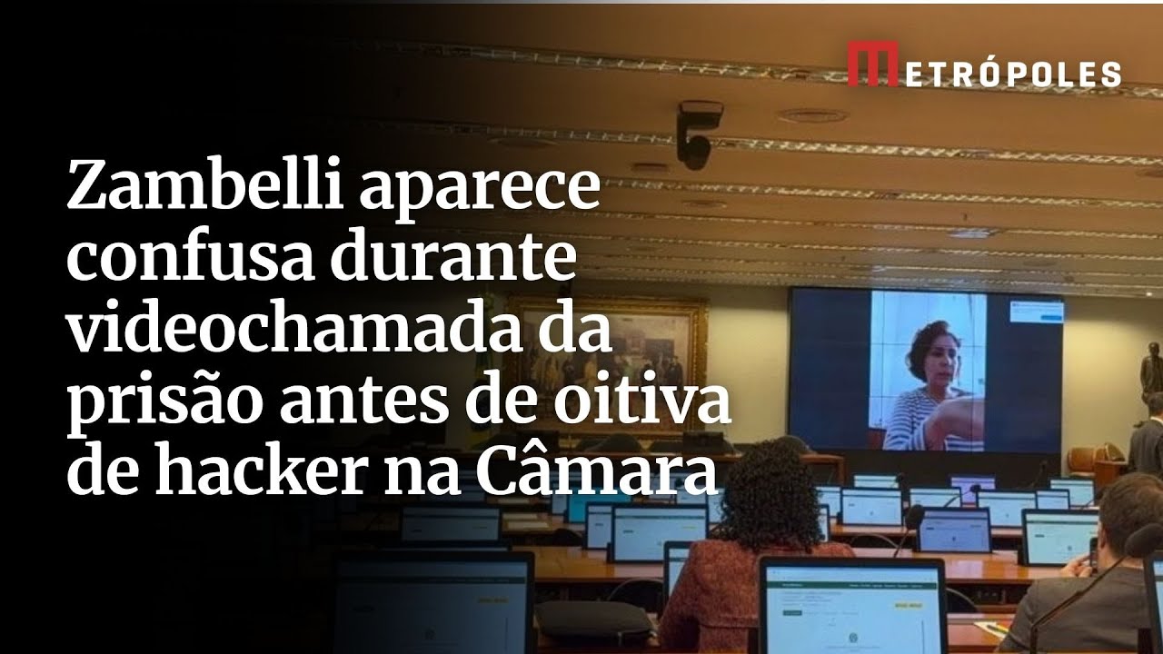 Zambelli aparece confusa durante videochamada da prisão antes de oitiva de hacker na Câmara