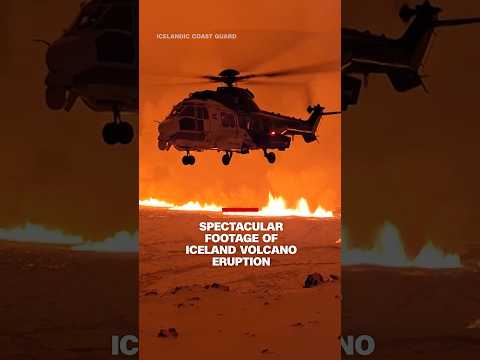 Spectacular footage of Iceland volcano eruption