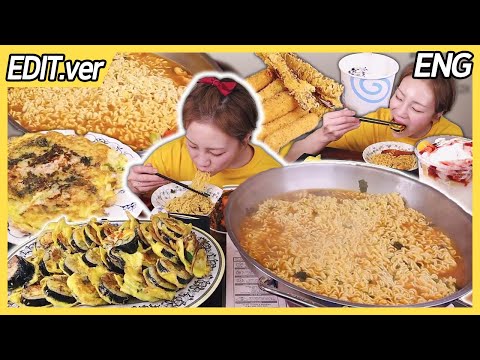 소풍 갔다 온 다음날 엄마가 해주던 김밥 전 & 라면🍜후식은 롯데리아 빙수와 치즈스틱! 250617/Mukbang, eating show