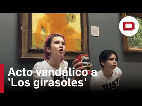 Ecologistas arrojan botes de sopa de tomate Heinz sobre 'Los girasoles' de Van Gogh