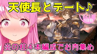 【グラブル】天使長と行く光古戦場お肉集め1日目！炎の柱4本マグナ編成【HimenoCats】