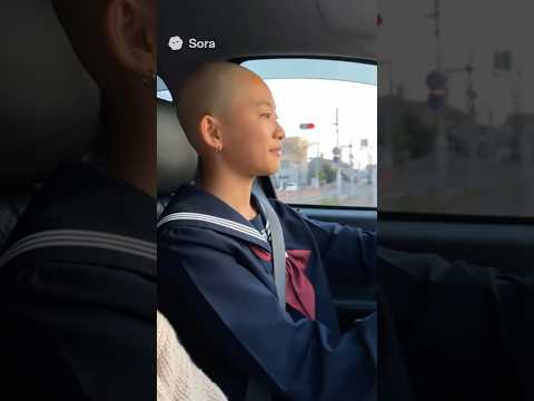 免許取り立ての坊主女子高校生。ai生成