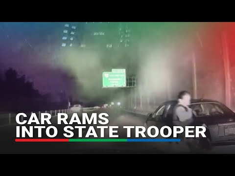 State trooper nearly gets crushed after driver slams into her patrol car