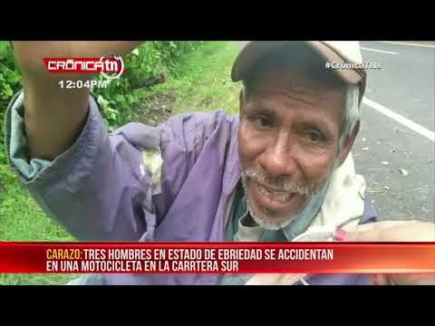 Tres sujetos ebrios y a bordo de una moto se lesionan en Carretera Sur - Nicaragua
