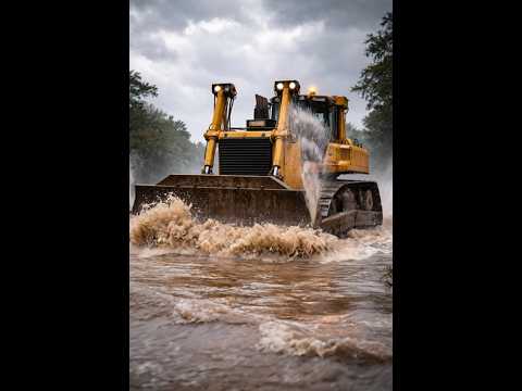 Bulldozer passes through flood#shorts #short #viralvideo #trending #herichannel #aishorts #aivideo
