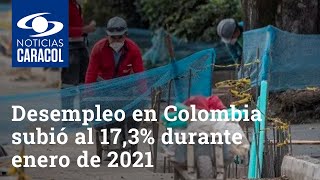 Desempleo en Colombia subió al 17,3% durante enero de 2021