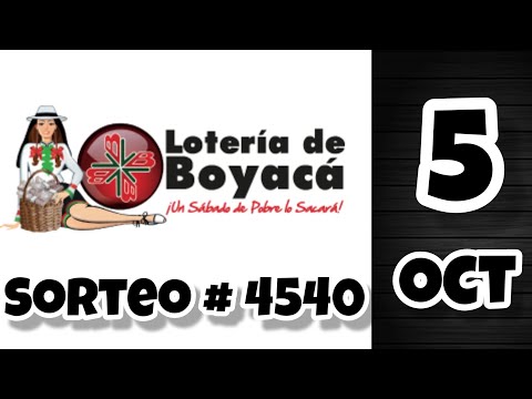 LOTERIA DE BOYACA Sorteo 4540 del Sabado 5 de Octubre de 2024