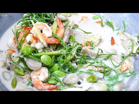 ต้มกะทิหัวปลีกุ้งสดใส่-สะตอ-ชะ ต้มกะทิหัวปลีกุ้งสดใส่-สะตอ-ชะ
