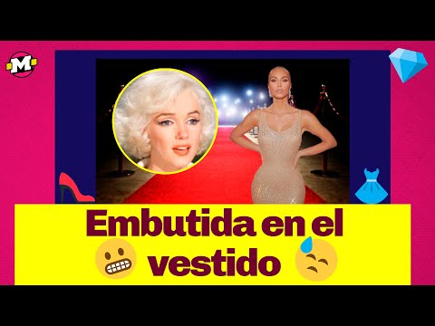 Kim Kardashian a la fuerza se metió en el vestido de Marilyn Monroe