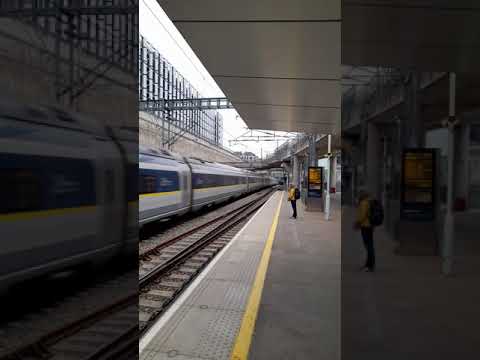 Eurostar Class 374 009 and a unidentified 374 passing Stratford International