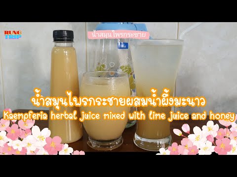 น้ำสมุนไพรกระชายผสมน้ำผึ้งมะนา น้ำสมุนไพรกระชายผสมน้ำผึ้งมะนา