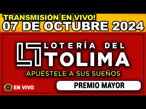 Resultado LOTERIA DEL TOLIMA del LUNES 07 de octubre 2024