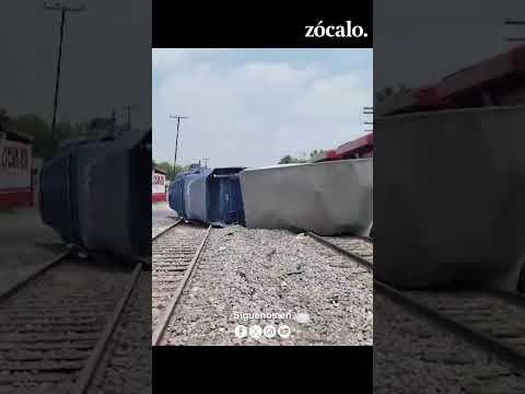 Así terminó un tráiler que intentó ganarle el paso al tren en Monterrey