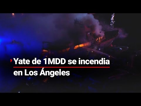 ¡INCENDIO DE MILLONES! | Yate de lujo se hunde en Los Ángeles tras incendio con fuegos artificiales