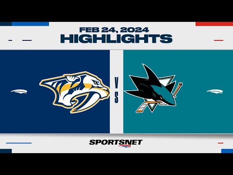 NHL Highlights | Predators vs. Sharks - February 24, 2024