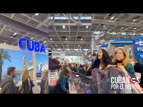 Cubanos en Feria de Turismo en Francia se manifiestan contra el régimen castrista