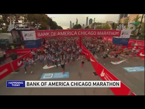 Chicago Marathon in progress Sunday morning; about 50,000 runners expected, downtown street closures