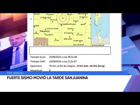 Un fuerte temblor en San Luis sacudió la tarde sanjuanina