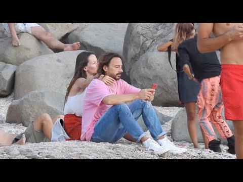 Bob Sinclar and new girlfriend Galina enjoy the sunset at Shell Beach in St Barthelemy