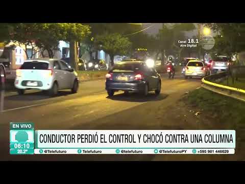 Perdió el control y chocó contra una columna