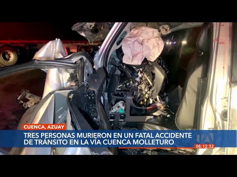 Tres personas mueren en un fatal accidente de tránsito en la Vía Cuenca- Molleturo