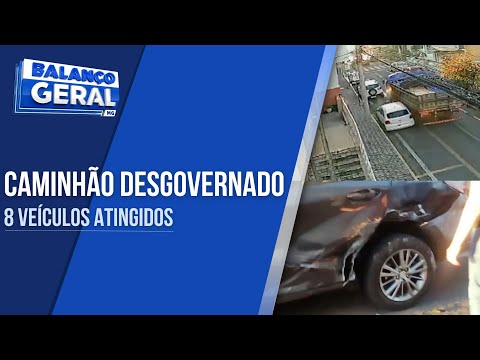 CAMINHÃO DESGOVERNADO ATINGE OITO VEÍCULOS NA RUA JOÃO PINHEIRO EM CAMPO BELO