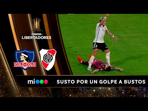 Terrible susto por un golpe en la cabeza a Fabricio Bustos - Colo-Colo vs. River - Libertadores 2024