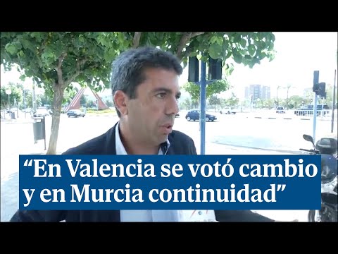 Carlos Mazón: En Valencia se ha votado cambio y en Murcia continuidad