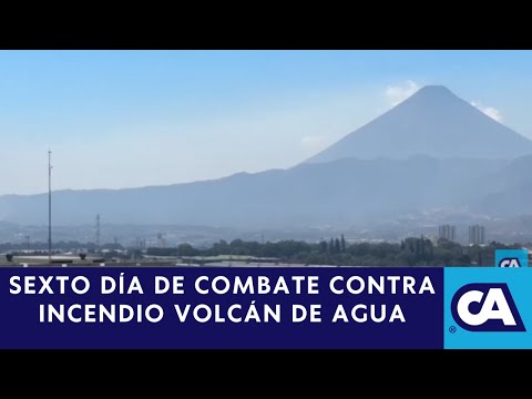 CONRED persiste en combate contra incendio en Volcán de Agua por sexto día consecutivo