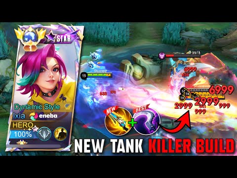 FINALLY FOUND NEW IXIA BEST TANK KILLER BUILD AND EMBLEM 2025 (totally insane) - MLBB