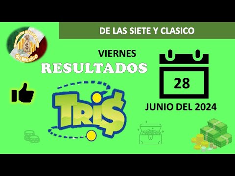 RESULTADOS SORTEOS TRIS DE LAS SIETE Y TRIS CLÁSICO DEL VIERNES 28 DE JUNIO DEL 2024