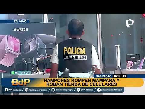 Robo en manada en San Isidro: asaltan conocida tienda de celulares tras romper mampara